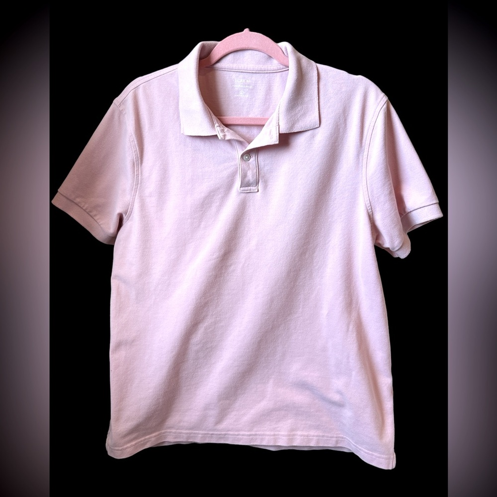 J. Crew Flex Piqué Untucked Polo Shirt Men L LIGHT PINK Short Sleeve Stretch